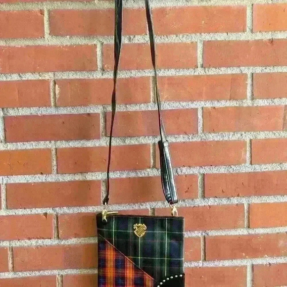 Unique m.a.c multi tartan shoulder bag with faux leather details - Picture 3 of 7